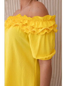 K-Fashion Španělská halenka s malým volánem žlutý
