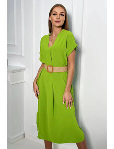 K-Fashion Šaty s ozdobným páskem světle zelené