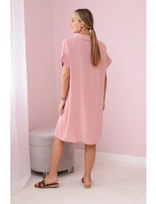 K-Fashion Šaty s výstřihem do V a límečkem tmavě pudrově růžová
