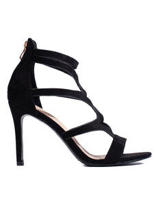 GOODIN Krásné dámské sandály černé na jehlovém podpatku