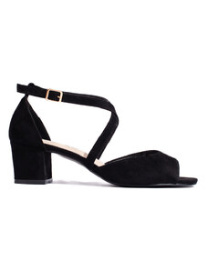 GOODIN Pohodlné dámské černé sandály na širokém podpatku