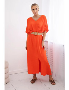 K-Fashion Rozšířené šaty s páskem pomeranč