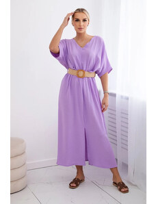 K-Fashion Rozšířené šaty s páskem světle fialová
