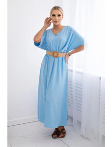 K-Fashion Rozšířené šaty s páskem modrý