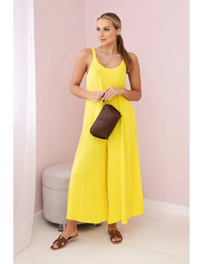K-Fashion Overal se širokými nohavicemi na ramínka žlutý
