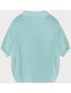 MADE IN ITALY Volný dámský svetr v mátové barvě s krátkými rukávy (760ART)