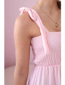 K-Fashion Overal na ramínka s volánkovým topem pudrově růžová