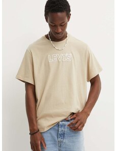 Bavlněné tričko Levi's béžová barva, s potiskem