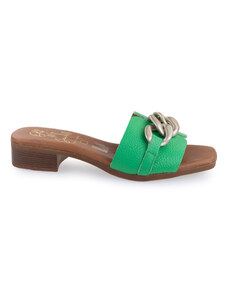Oh my sandals, zelené nazouváky na nízkém podpatku 5348