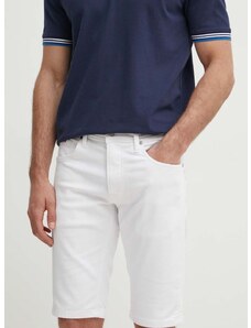 Džínové šortky Pepe Jeans SLIM GYMDIGO SHORT pánské, bílá barva, PM801075TC3