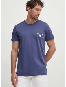 Bavlněné tričko BOSS tmavomodrá barva, s potiskem, 50517715