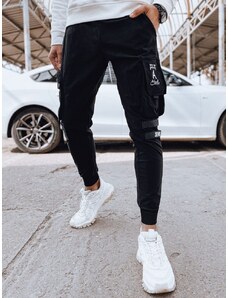 Dstreet Poutavé černé kapsáčové jogger kalhoty