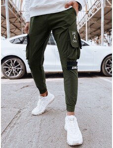 Dstreet Poutavé zelené kapsáčové jogger kalhoty