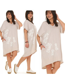 Fashionweek Volné italské bavlněné šaty s potiskem, výstřih do V MF658