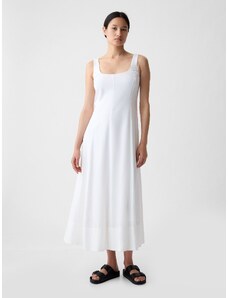 GAP Lněné midi šaty Bílá