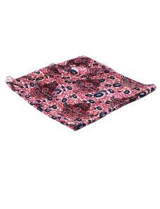 Pranita Hedvábný šátek s potiskem růžový s petrolejovou