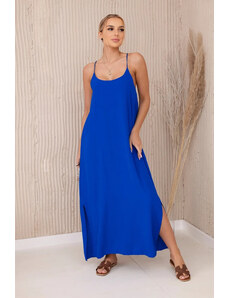 K-Fashion Dlouhé šaty bez ramínek chrpově modrá