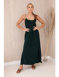 K-Fashion Dlouhé šaty bez ramínek tmavě zelená