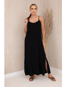 K-Fashion Dlouhé šaty bez ramínek černý