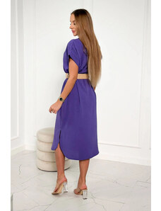 K-Fashion Šaty s ozdobným páskem tmavě fialové