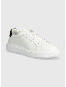 Kožené sneakers boty Calvin Klein LOW TOP LACE UP LTH bílá barva, HM0HM01016