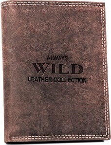 Always Wild tmavě hnědá kožená peněženka bez zapínání A204