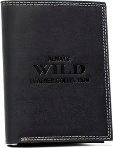 Always Wild černá kožená peněženka bez zapínání A202