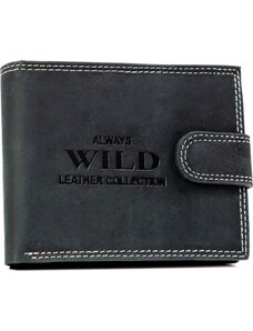 Always Wild Černá kožená peněženka na patentku A201