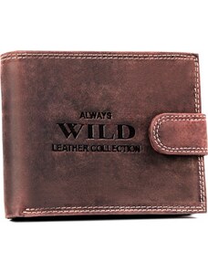 Always Wild Tmavě hnědá kožená peněženka na patentku A200