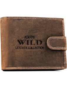 Always Wild Hnědá kožená peněženka na patentku A199