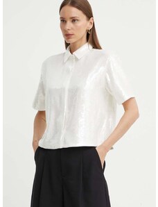 Košile Theory dámská, bílá barva, regular, s klasickým límcem