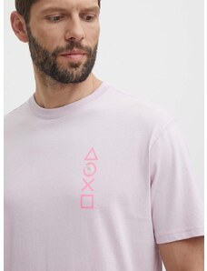 Bavlněné tričko Puma PUMA X PLAYSTATION fialová barva, s potiskem, 624694