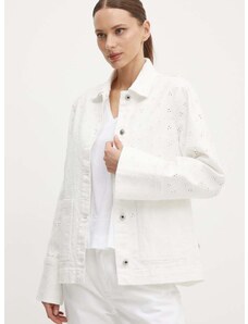 Džínová bunda Pepe Jeans ANNY ANGLAISE dámská, bílá barva, přechodná, PL402383