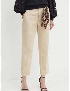 Bavlněné kalhoty Guess CANDIS béžová barva, střih chinos, high waist, W4GB04 WG4NB