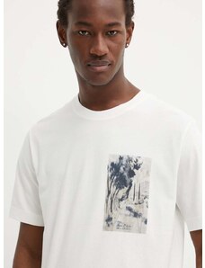 Bavlněné tričko Marc O'Polo béžová barva, s potiskem, 424201251460