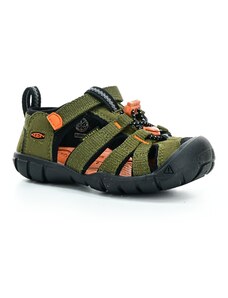 Keen seacamp dark olive/gold flame (cnx) sportovní sandály