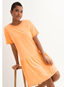 bonprix Krátké úpletové šaty s volánem, z organické bavlny Oranžová