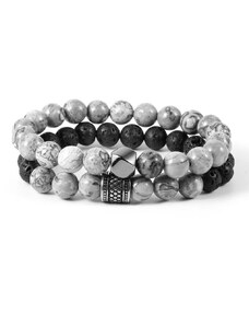 Daniel Dawson Dvojitý náramek Tiziano - 8 mm jaspis, lávový kámen