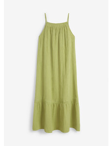 bonprix Mušelínové šaty s volánem z udržitelné bavlny Zelená