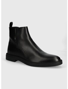 ASOS DESIGN chelsea boots in black leather with buckle and cuban