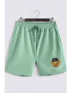 Šortky, Barva Světle Zelená, s Potiskem Compton Teddy