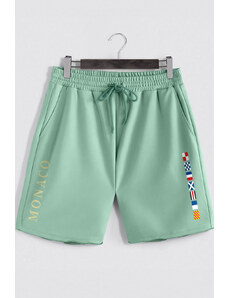 Šortky, Barva Světle Zelená, s Potiskem Monaco Flags