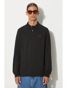 Bavlněné tričko s dlouhým rukávem Polo Ralph Lauren černá barva, 710680790