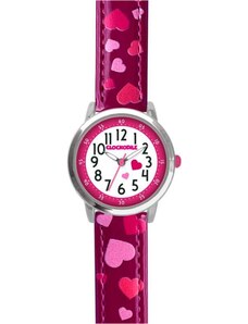 CLOCKODILE Náramkové růžové dívčí dětské hodinky SRDÍČKA CWG5212