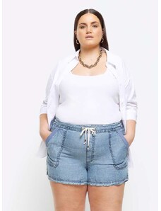 ASOS DESIGN Curve pull on denim short in lightwash blue