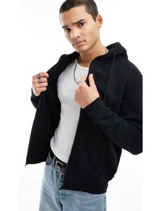 Jack & Jones oversized zip through hoodie in black