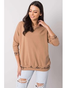 MladaModa Oversize mikina Charliza s nápisy na patentech barva camel