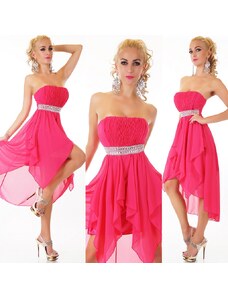 QUEEN O.F. Plesové šaty růžové s kamínky ST153 + ramínka