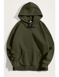 Mikina s Kapucí, Barva Khaki, s Potiskem Regular Hoodie