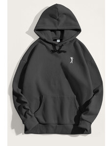Mikina s Kapucí, Barva Železitě Šedá, s Potiskem Golf Swing Logo